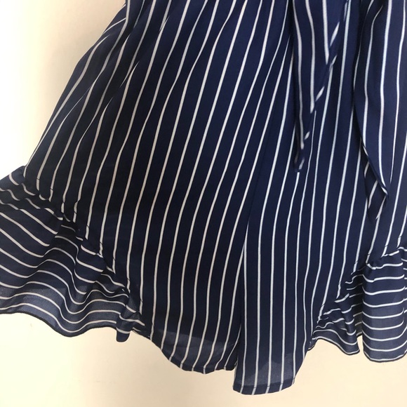 REVOLVE Rise of Dawn Stripped Blue Ruffle Romper - Picture 6 of 14